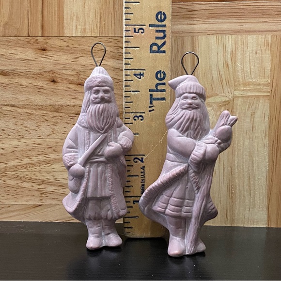 2 French Santa Terracotta 4” Christmas Tree Ornaments - Picture 3 of 11